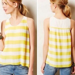 Anthropologie Maeve Yellow/White stripped tank